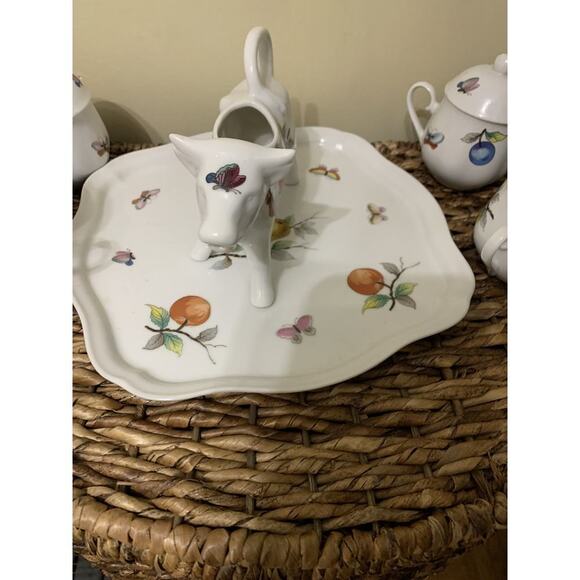 Tea Set Butterfly And Fruits With Cow Cream/ Milk Holder Fairy Cottage Farm Home - Picture 4 of 5